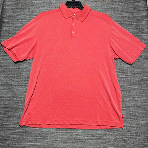 Tommy Bahama Polo Shirt Men's L Red Orange Short Sleeve Modal